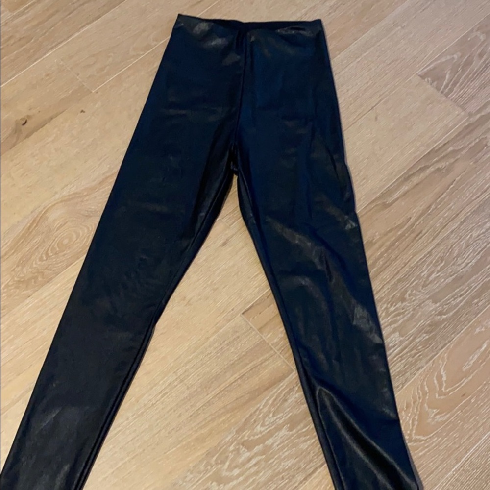 Black faux leather leggings